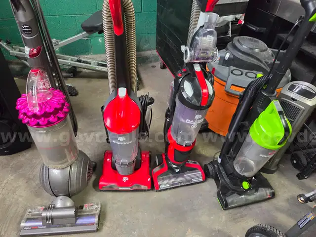 Various brands and sizes of vacuum cleaners