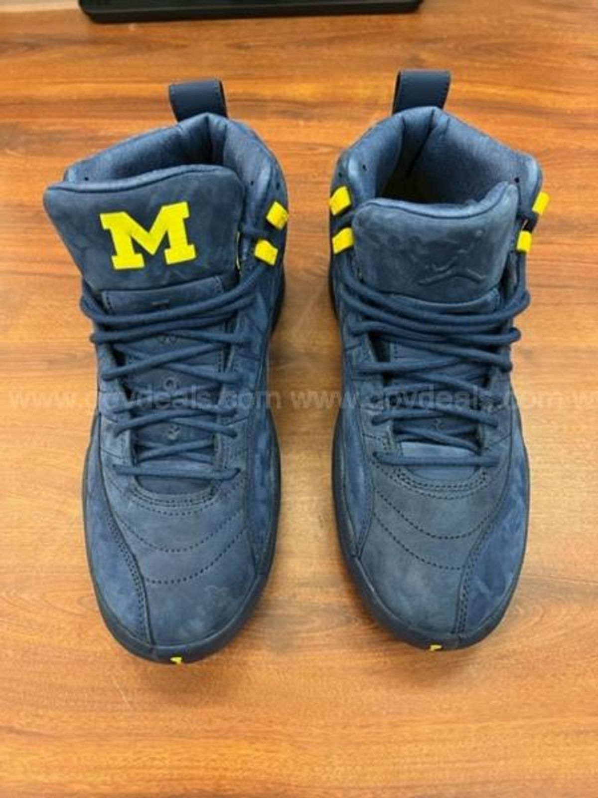 jordan 12 michigan on feet