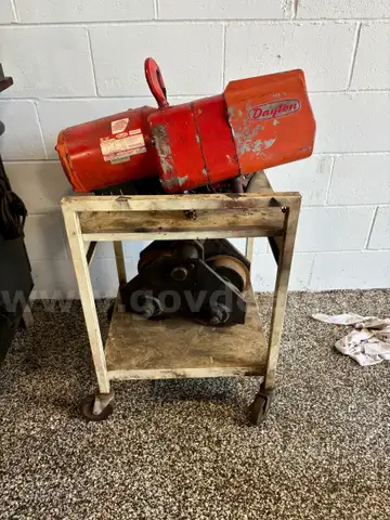 Dayton 2-ton electric chain hoist w/ trolley. 208V single phase.