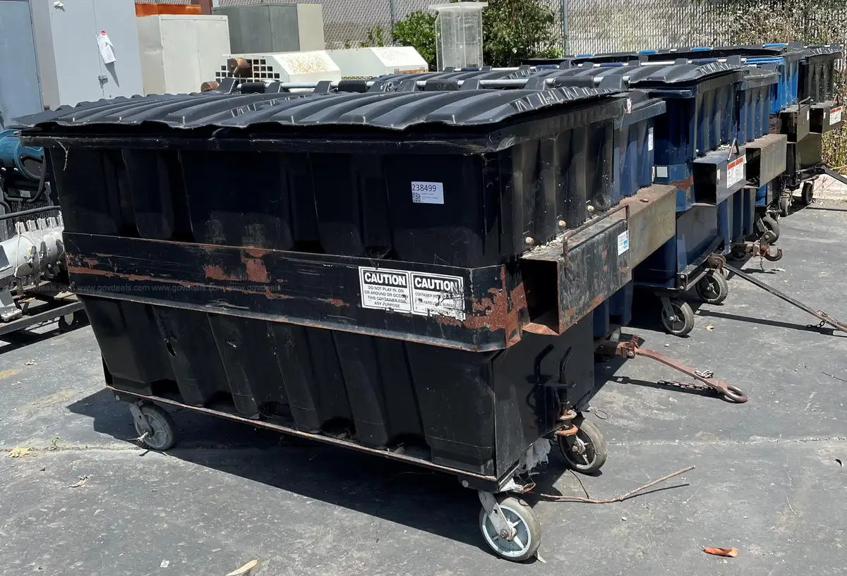 DUMPSTERS: 2 YARD FRONT LOAD, LOW SPEED TOWABLE | AllSurplus