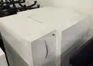STORAGE CABINET: COMPACT, BRIGHT WHITE W/ PULLOUT DOOR