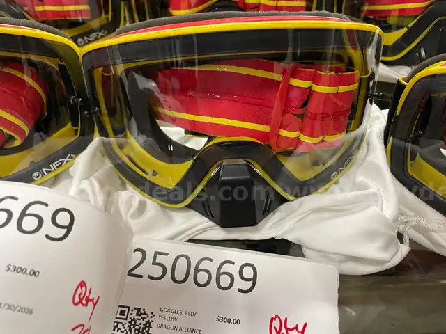 GOGGLES: RED/ YELLOW "ROCKSTAR" CLEAR LENS, FOR SNOW OR DIRT SPORTS