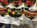 GOGGLES: RED/ YELLOW "ROCKSTAR" CLEAR LENS, FOR SNOW OR DIRT SPORTS