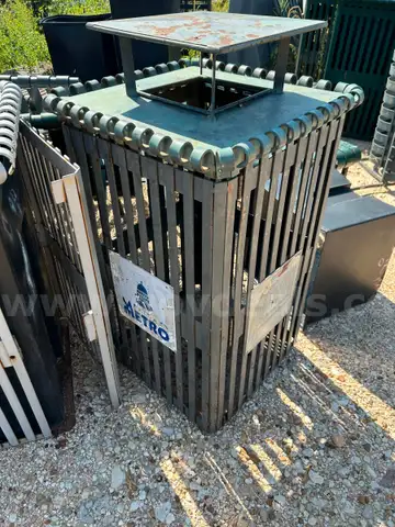 No Reserve: Lot (2) 10 Commercial Grade Bus Stop Steel Outer and Plastic Inner Litter Container