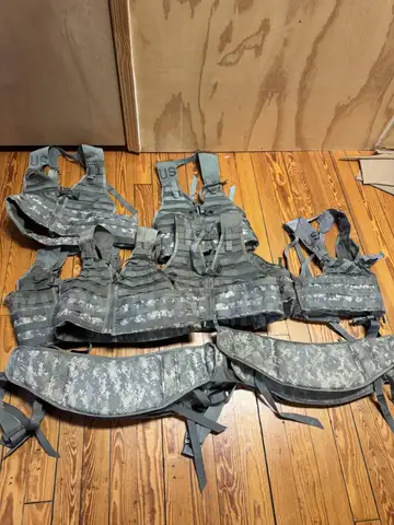 MolleII fighting load carrier vests and Molle molded waist band for rucksacks
