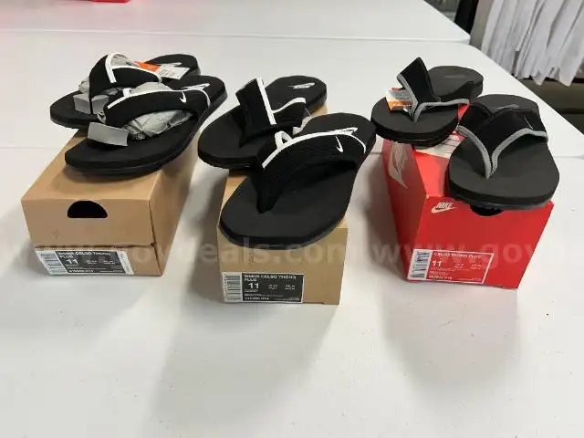 Lot of 3 Pairs of Nike Slides, Various Styles. Size 11.