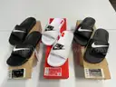 Lot of 3 Pairs of Nike Slides, Various Styles. Size 7.