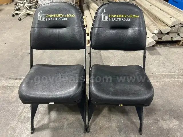 Lot of 2 Court Side Padded Folding Chairs from Carver Hawkeye Arena