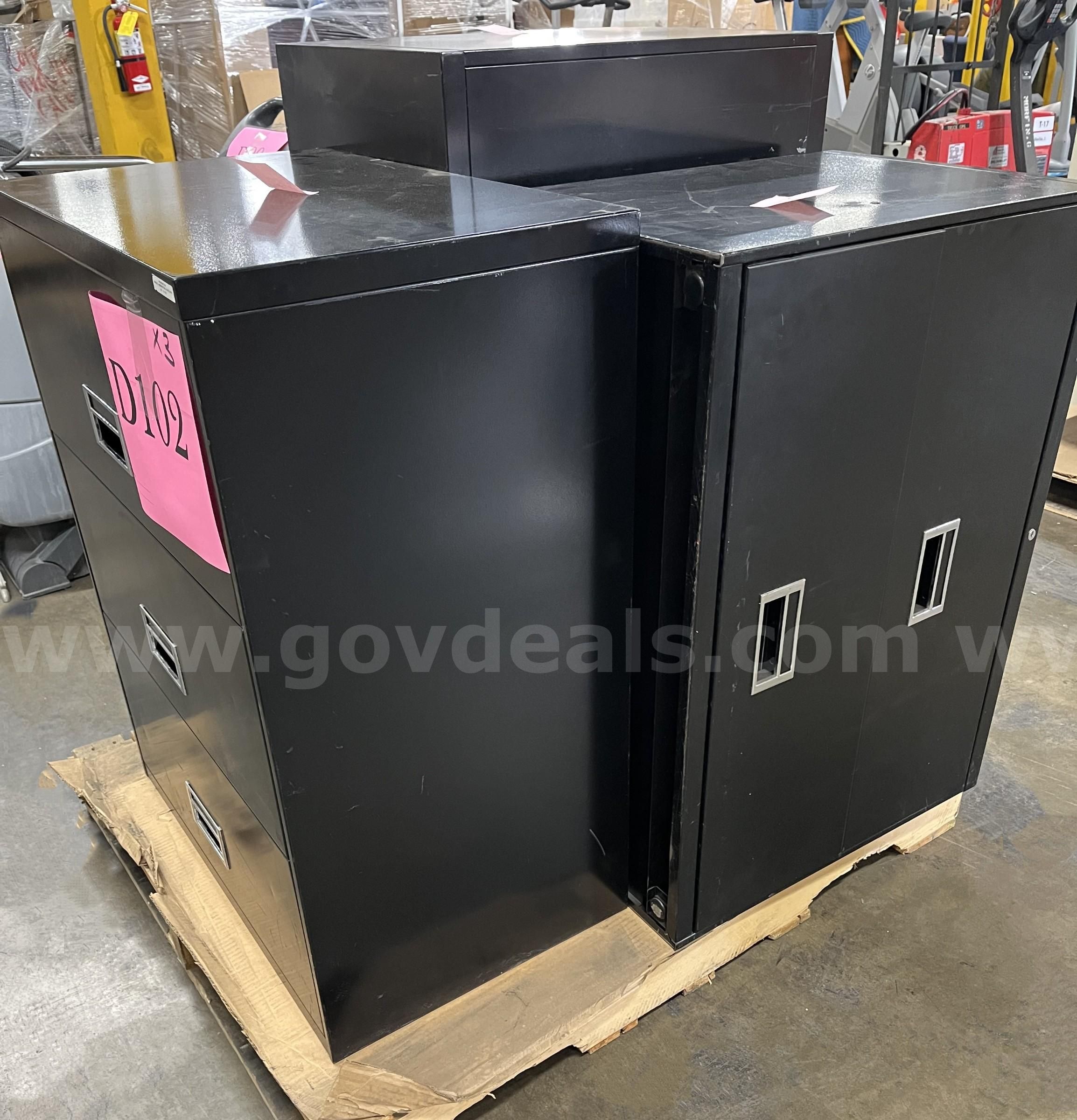 BLK. STEEL 2 & 3 DRAWER LATERAL FILE CABINETS (3 UNITS BLK. STEEL 2 & 3 DRAWER LATERAL FILE CABINETS (3 UNITS