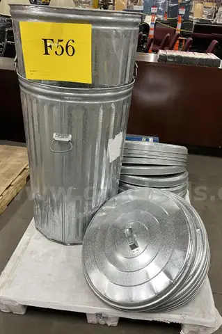 **** LARGE METAL TRASH CANS WITH EXTRA LIDS (1 PALLET) **** (I)