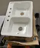 **** WHITE ENAMELED STEEL KITCHEN SINKS WITH 4-FAUCET HOLES (2 UNITS) (32&#x22; x 21&#x22;) **** (I)