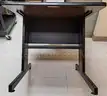 Sturdy computer desk, metal frame, wood look laminate top