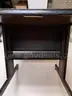 Sturdy computer desk, metal frame, wood look laminate top