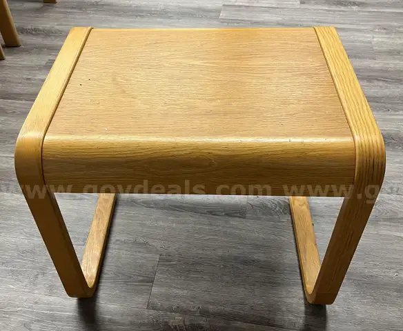 Blonde wood end table, loop legs