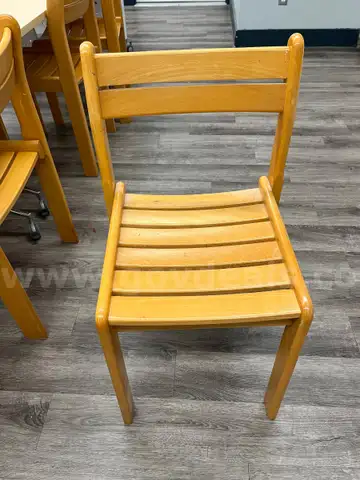 Solid wood, slat seat and slat back wooden chairs (17)