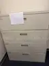 Lot #589; 4 Long Drawer File Cabinet, teacher&#x27;s L shaped desk