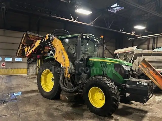 2017 John Deere 6110R Tractor with Alamo Boom Mower