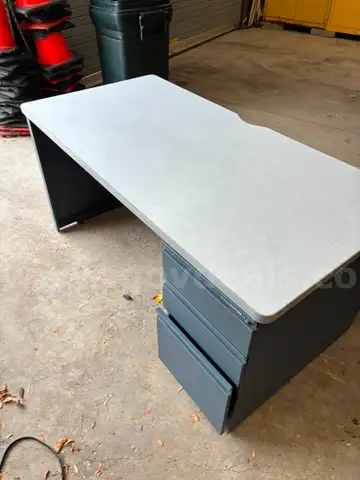 Grey metal desk