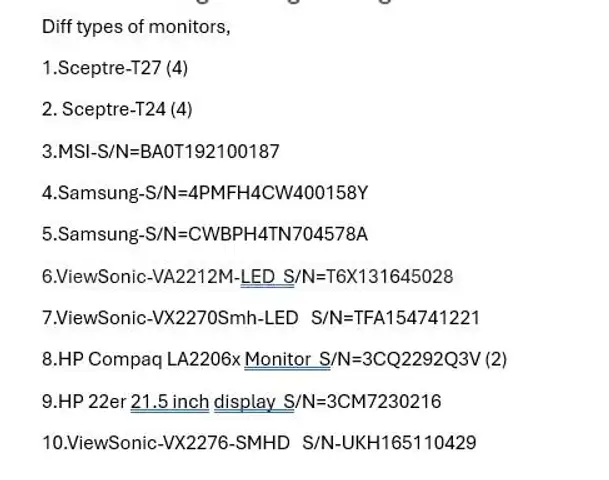 16 Monitors AS IS