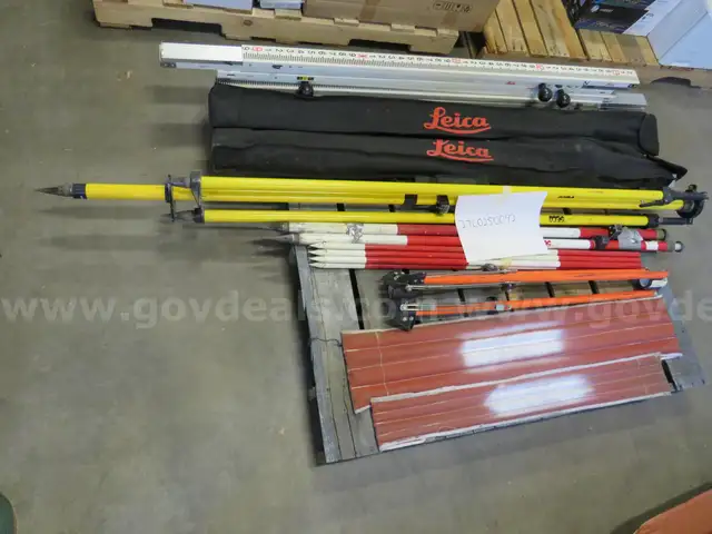 Pallet of Survey Rods,Pins,Staffs,Tripods