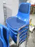 9 Blue Stackable Chairs (C)