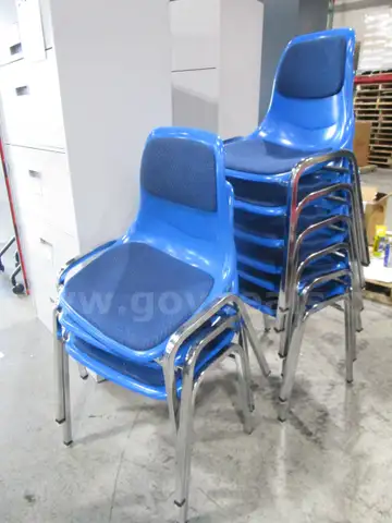 9 Blue Stackable Chairs (C)