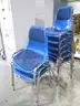 9 Blue Stackable Chairs (C)