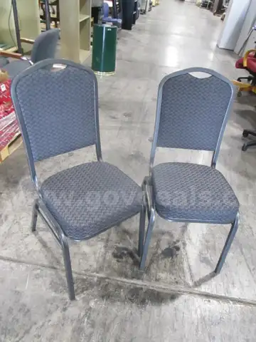 2 Black/Gray Stacking Chairs (C)