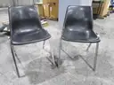 2 Black Stacking Chairs (C)
