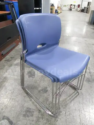 3 Blue Stackable Chairs (C)