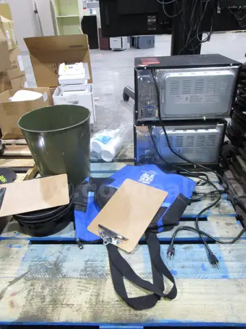 2 Microwaves & Trash Can (C)
