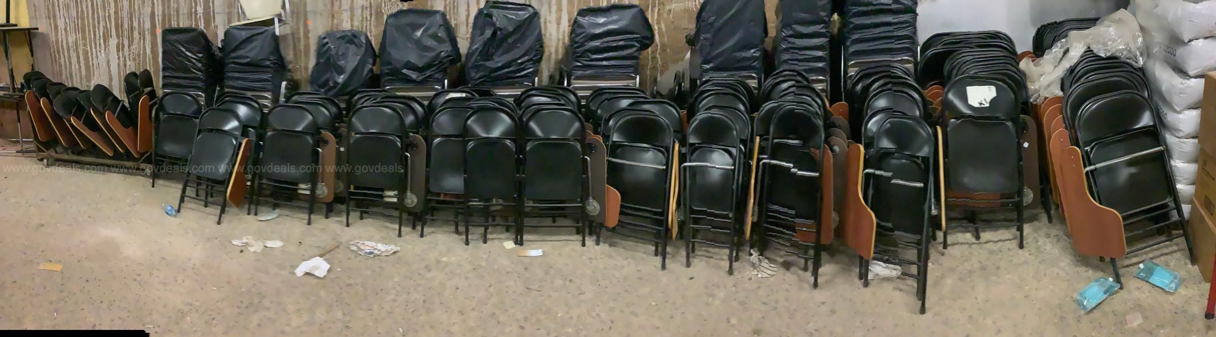 Lot of 103 Miracle Fold Black Folding Metal Tablet Armchairs VERY