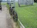 Bicycle, purple bike repainted black