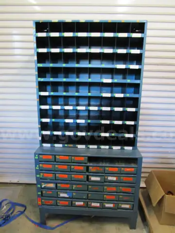 H.D. Metal Storage Bin/Cabinet. Has 2 sections