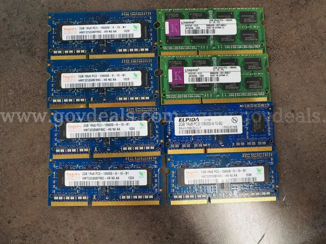 Lot of 8 Assorted 2GB SODIMM RAM