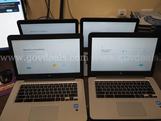 Four Working HP 14" G4 Chromebooks, all Black, 4GB RAM,16GB HDD
