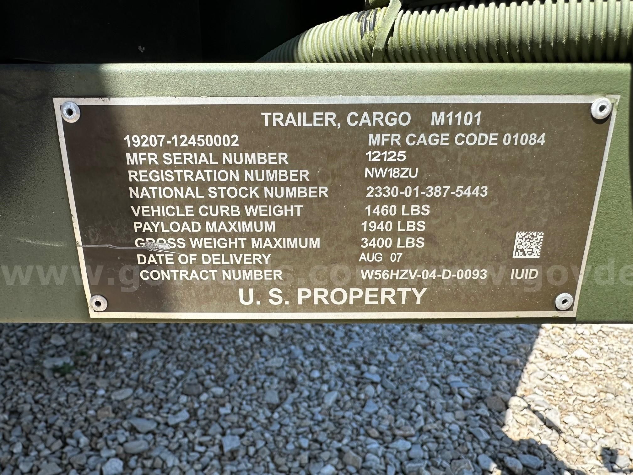 M1101 Military Cargo Trailer | GovDeals