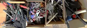 LOT OF POCKET KNIVES, HAND TOOLS  and  SCISSORS