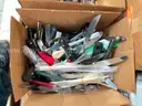 LOT OF POCKET KNIVES, KITCHEN UTENSILS &#x26; CORK SCREWS