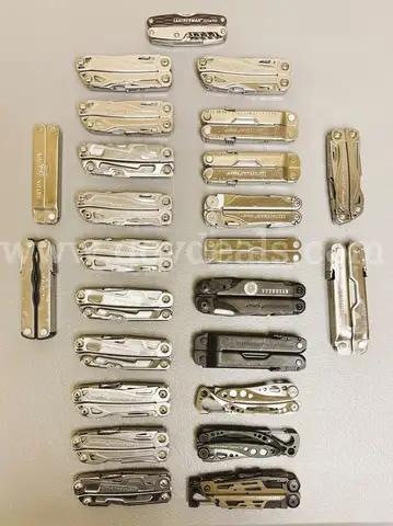 LOT OF 25 ASSORTED STYLE LEATHERMAN MULTI-TOOLS - USED!