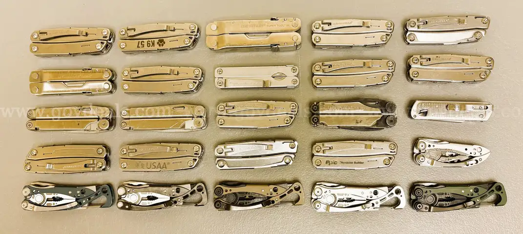 LOT OF 25 ASSORTED STYLE LEATHERMAN MULTI-TOOLS - USED!