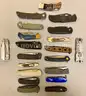 LOT OF 20 ASSORTED STYLE POCKET KNIVES/MULTI-TOOLS - USED!
