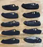 LOT OF 10 SPYDERCO POCKET KNIVES (BLACK BLADE) - USED!