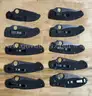 LOT OF 10 SPYDERCO POCKET KNIVES (BLACK BLADE) - USED!