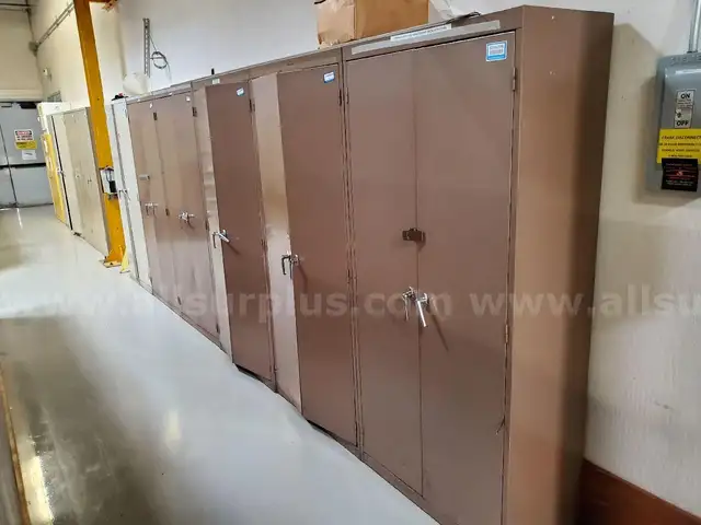 11ea Metal Storage Cabinets with Contents
