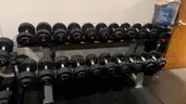 DUMBBELLS & 2 DUMBBELL RACKS