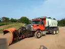 International 7500 Truck, V Box Spreader w/Augers, 2500-Gal. Tank, 12-Foot Plow, 10-foot Wing Plow - JiB Function Frozen