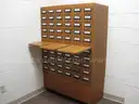 Qty. 1 Card Catalog with 60-drawers &#x26; 3 pull-out Wooden shelves