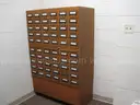 Qty. 1 Card Catalog with 60-drawers &#x26; 3 pull-out Wooden shelves