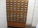 Qty. 1 Card Catalog with 60-drawers &#x26; 3 pull-out Wooden shelves